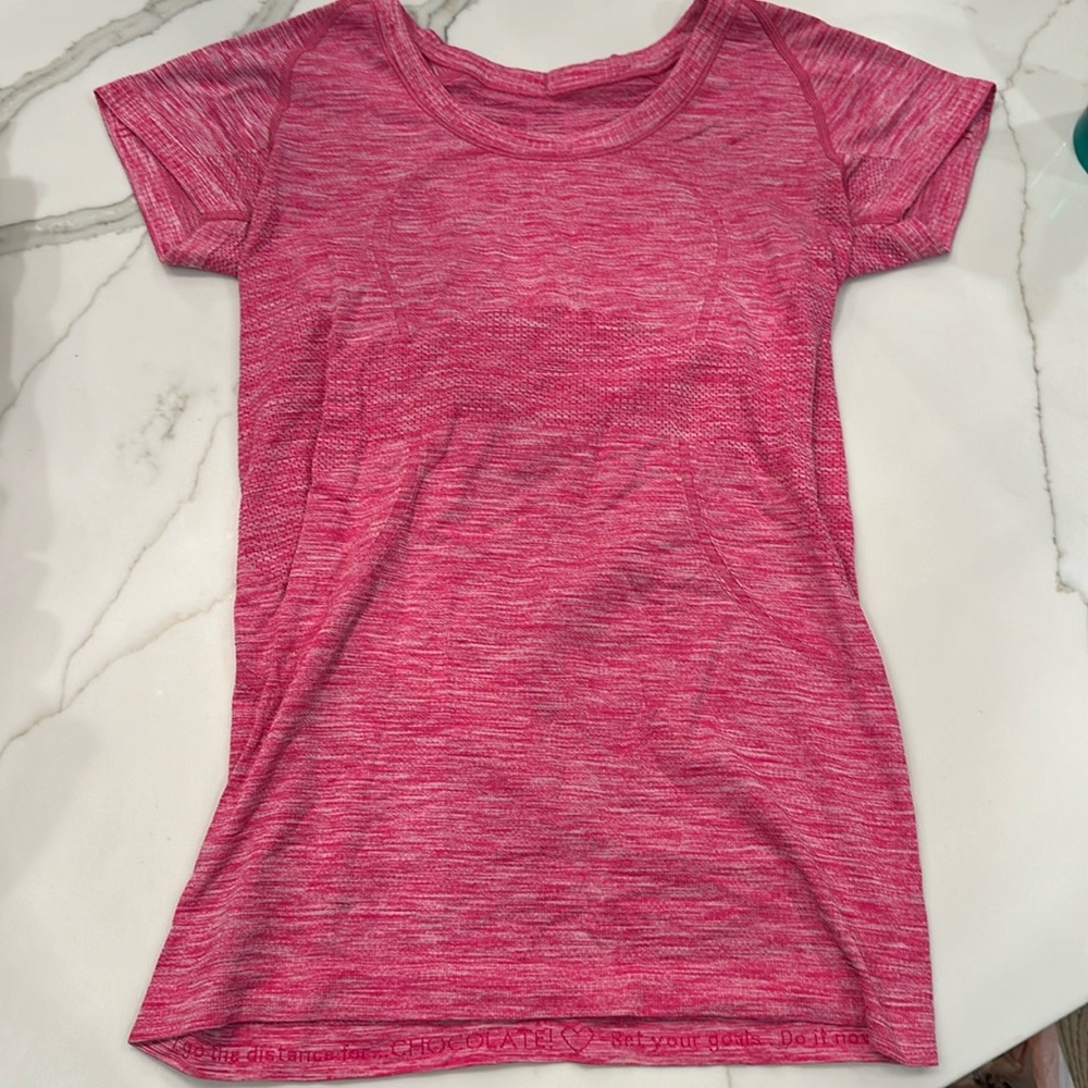Lululemon pink swiftly tech T shirt.